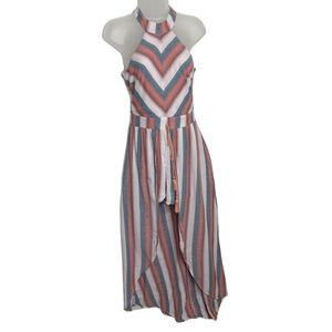 Crystal Sky Multi Striped Maxi Romper‎ Size 3 Halter Neck Boho Festival